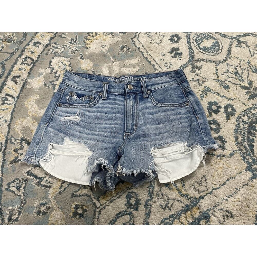 American Eagle Womens Shorts Vintage Hi-Rise Festival Destroyed Denim Jean 4
